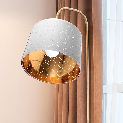 Miniatura 6 de PRETYZOOM Pantalla mediana blanca para lámpara de mesa, lámpara de pie, pantalla hueca para el hogar, 13 x 9 pulgadas (necesita montaje)