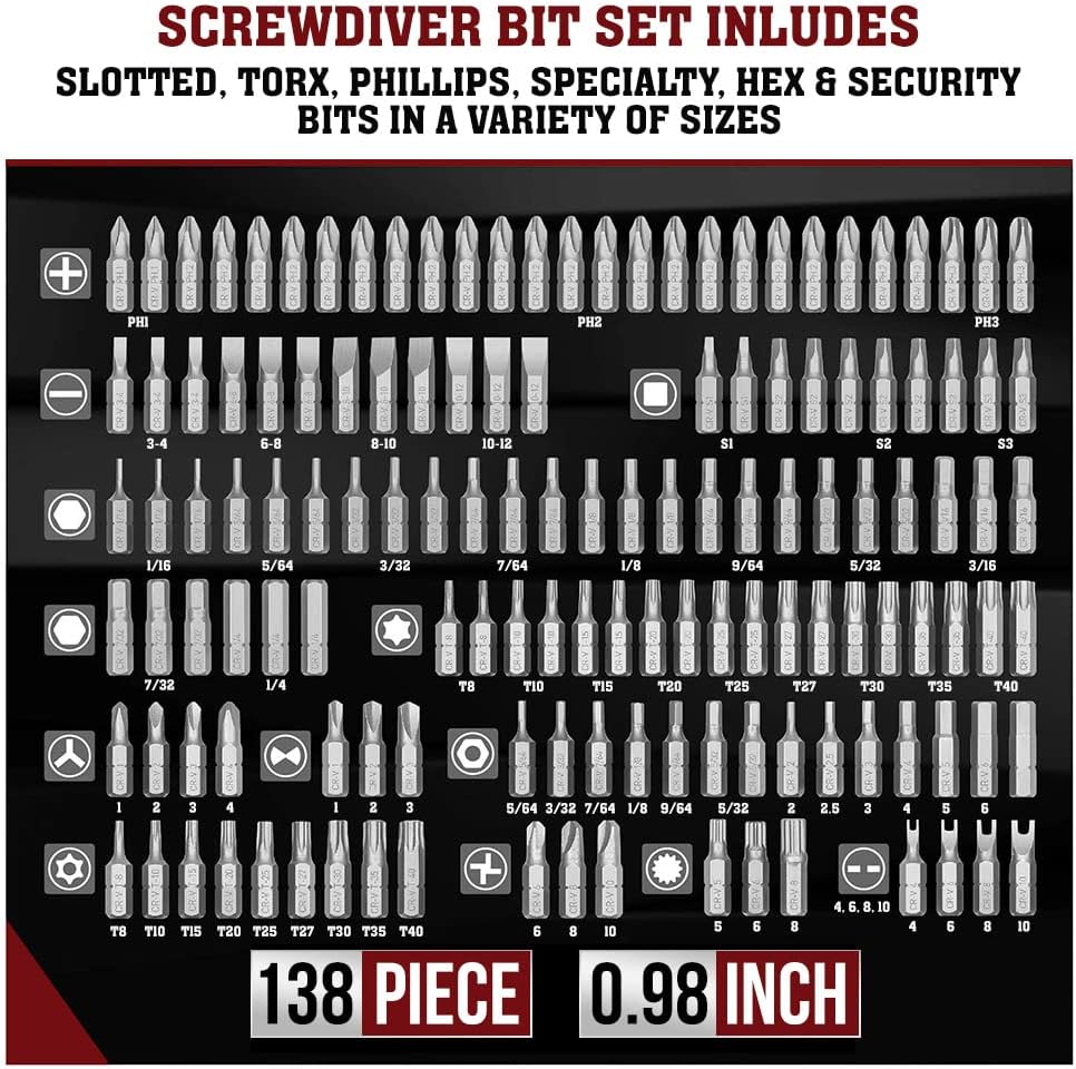 BS208S 208-Piece Screwdriver Security Bit Set