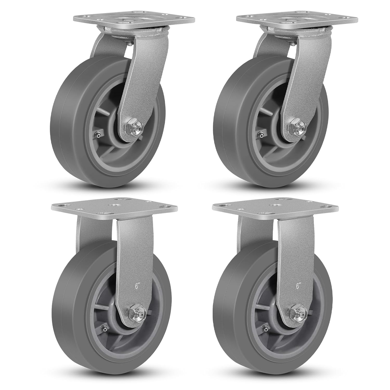 Caster Wheels, 6" Heavy Duty Industrial Casters Set of 4 with Load 4000lbs Capacity, Wheels for Furniture Toolbox, 6 inch Caster Set