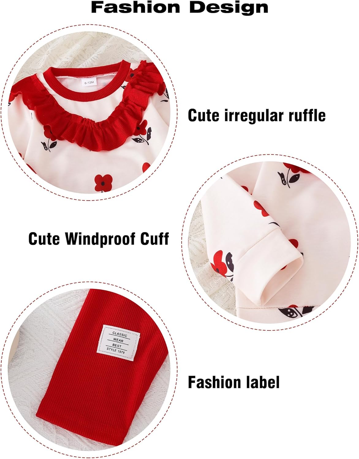 Baby Girl Clothes Toddler Fall Winter Outfit Infant Ruffle Long Sleeve Sweatshirt Floral Legging 2PCS Pants Set - Image 4