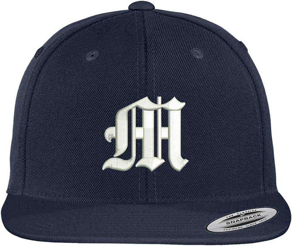 Trendy Apparel Shop Old English M Embroidered Flat Bill Snapback Cap