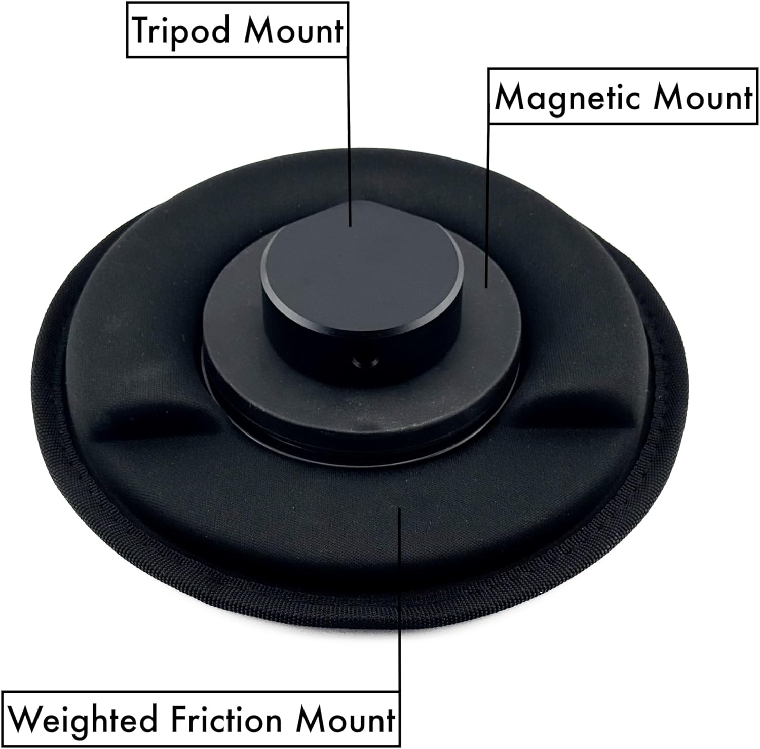 – Car Dashboard Mount | Nylon Dashboard Mount | Sandbag Base with Versatile Weighted Magnetic Round Mount Option | Suitable for Vehicles | 100 lb Magnetic Force - Pre April 2025, Black