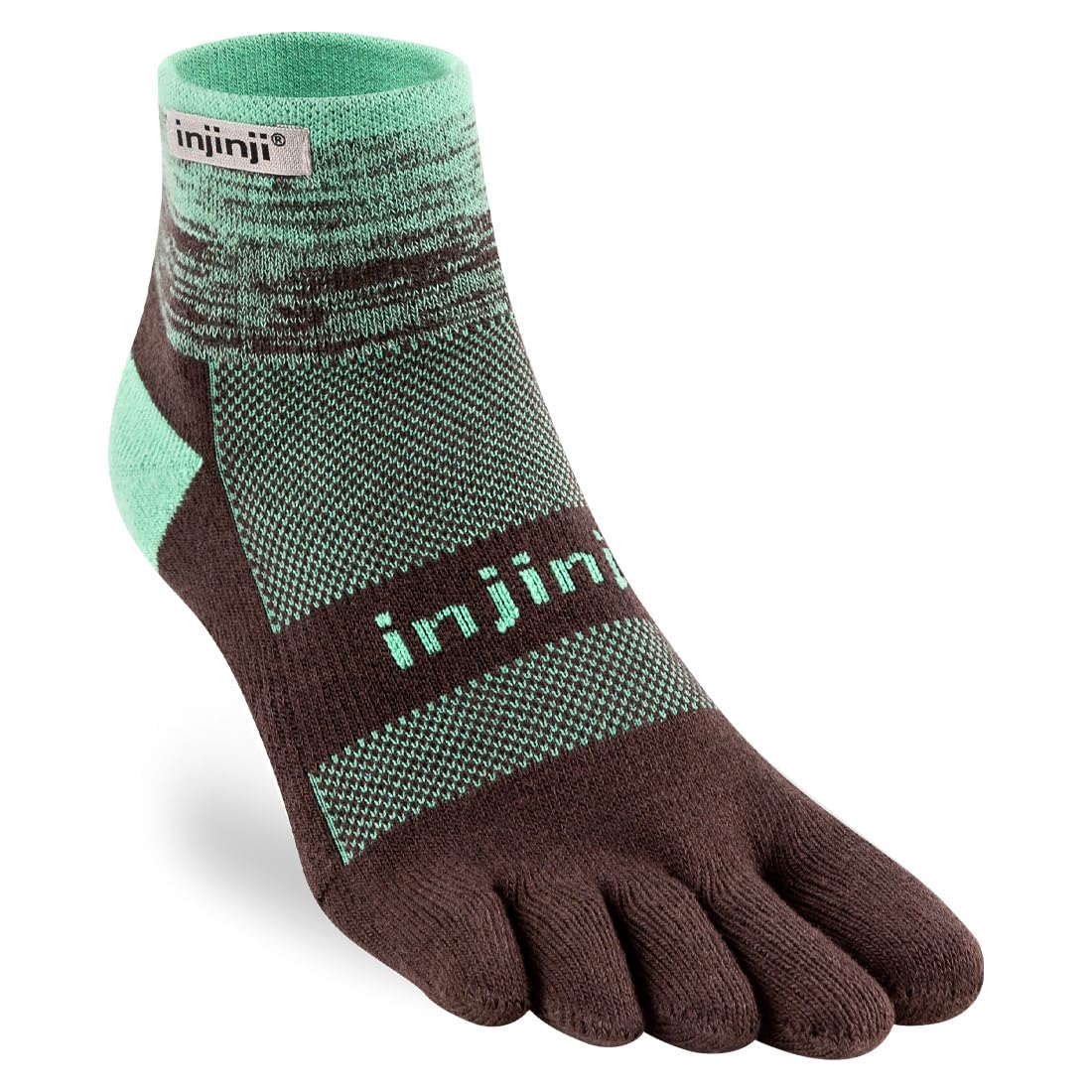 Injinji Men's Trail Midweight Mini Crew Toesocks, Mint, Small