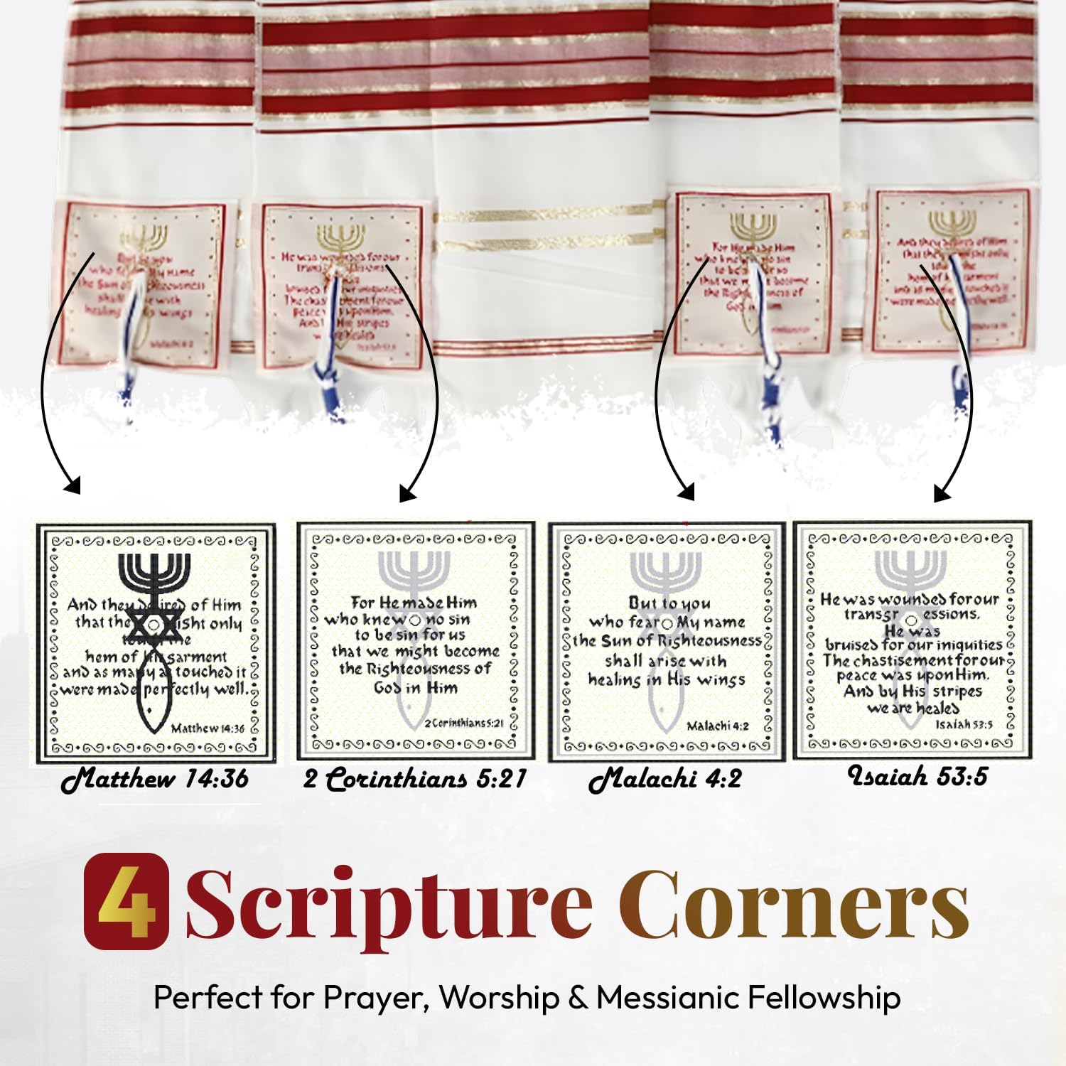 Holy Land Market Messianic Christian Shawl/Tallit - The Messiah Tallit (72 x 22 Inches) image 2