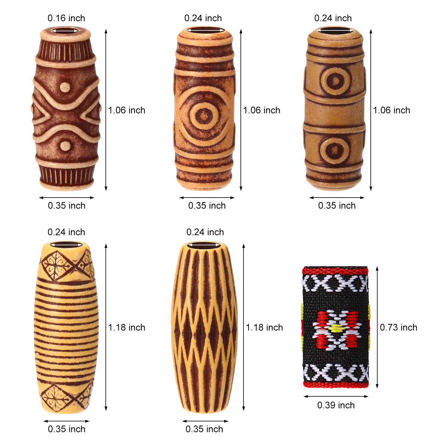 WILLBOND 27 Pcs Wooden Fabric Dreadlock Beads Tube Beads for Hair Braids Jewelry for Hair Beard Ornament for Women Men DIY Necklace Bracelet Earring Accessories image 2