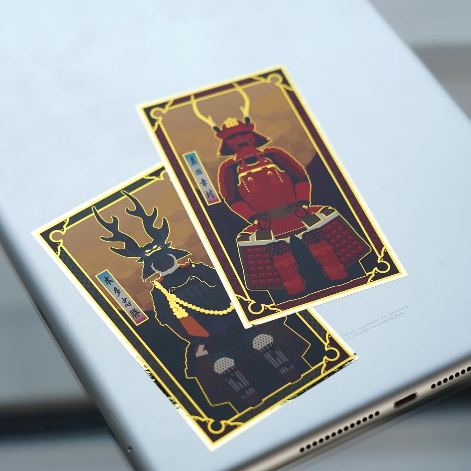 Sengoku Warlords Metallic Stickers - Set of 6 Japanese Samurai Armor Decals (Date Masamune, Sanada Yukimura, Oda Nobunaga, Toyotomi Hideyoshi, Tokugawa Ieyasu, Tadakatsu) Made in Japan Web-KKST-B