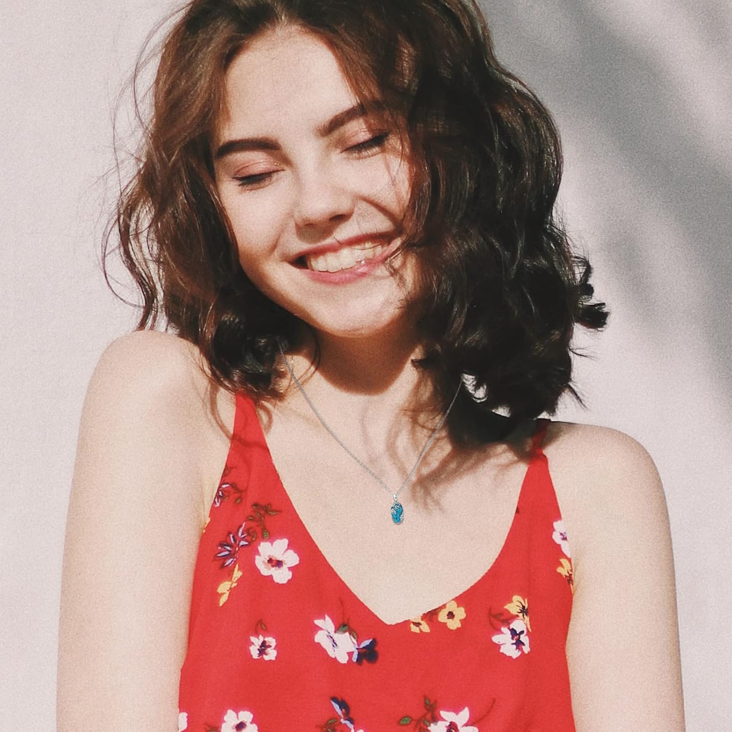 Oval Turquoise Life Of tree Necklace for Women S925 Sterling Silver Family Tree Necklace Lucky Turquoise Jewelry - Image 5