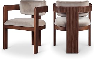 Meridian Furniture Sacha Velvet/Rubberwood Dining Chair, Taupe, Set of 2