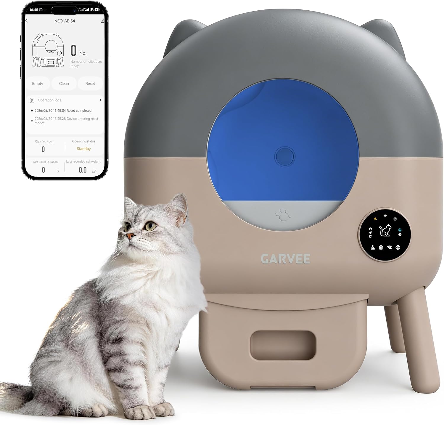 Garvee Automatic Cat Litter Box Self Cleaning for Cats 2.2 to 28 Lbs
