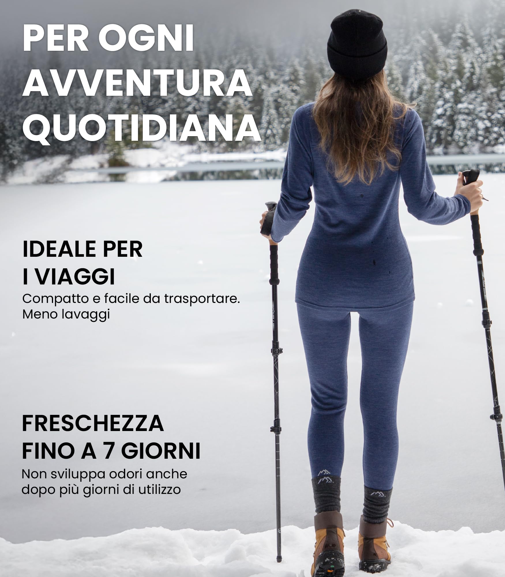 Merino.tech Pantaloni Lana Merinos Donna - 100% Intimo Termico Donna Lana Merino Leggero, Medio, Pesante con Calzini