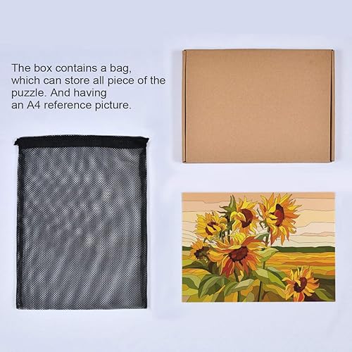 Miniatura 6 de VIKKO Rompecabezas floral de girasoles de vidrieras de 1000 piezas para adultos y niños, 29.5 x 19.7 pulgadas, juguetes de inteligencia