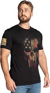 American Reaper 2.0 - Patriotic Skull Graphic Tee, USA, American Flag - Men's Tactical Short Sleeve T-Shirt
