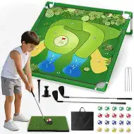 Kids Golf Chipping Game for Boys, Girls and Adults, Indoor Outdoor Mini Golf Set with Balls,Club, Backyard Family Birthday Gifts (Chipping Outdoor Game+2 Golf Clubs)