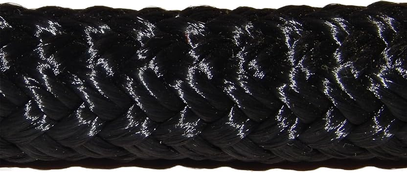 CBKnot 3/8" Premium Double Braid Polyester Rope 4,800 lb Tensile Strength, Marine, Sailing, Boating, Equestrian and More. Black, 3/8" x 25 ft. Hank