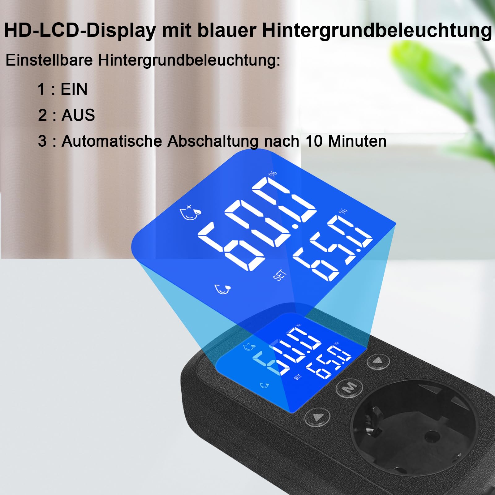 KETOTEK KT2200 Hygrostat Steckdose mit Feuchtesensor Feuchtigkeitsregler mit Alarm 16A/230V Feuchtigkeitssteuerung für Luftentfeuchter, Luftbefeuchter, Gewächshäuser, Pilzzuchtzelte und Terrarien