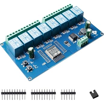 ESP 8-Channel Relay Module with ESP-32 WiFi Bluetooth DC5-30V/AC250V Development Board for DIY Smart Home & IoT Projects Easy Programming with Arduino IDE