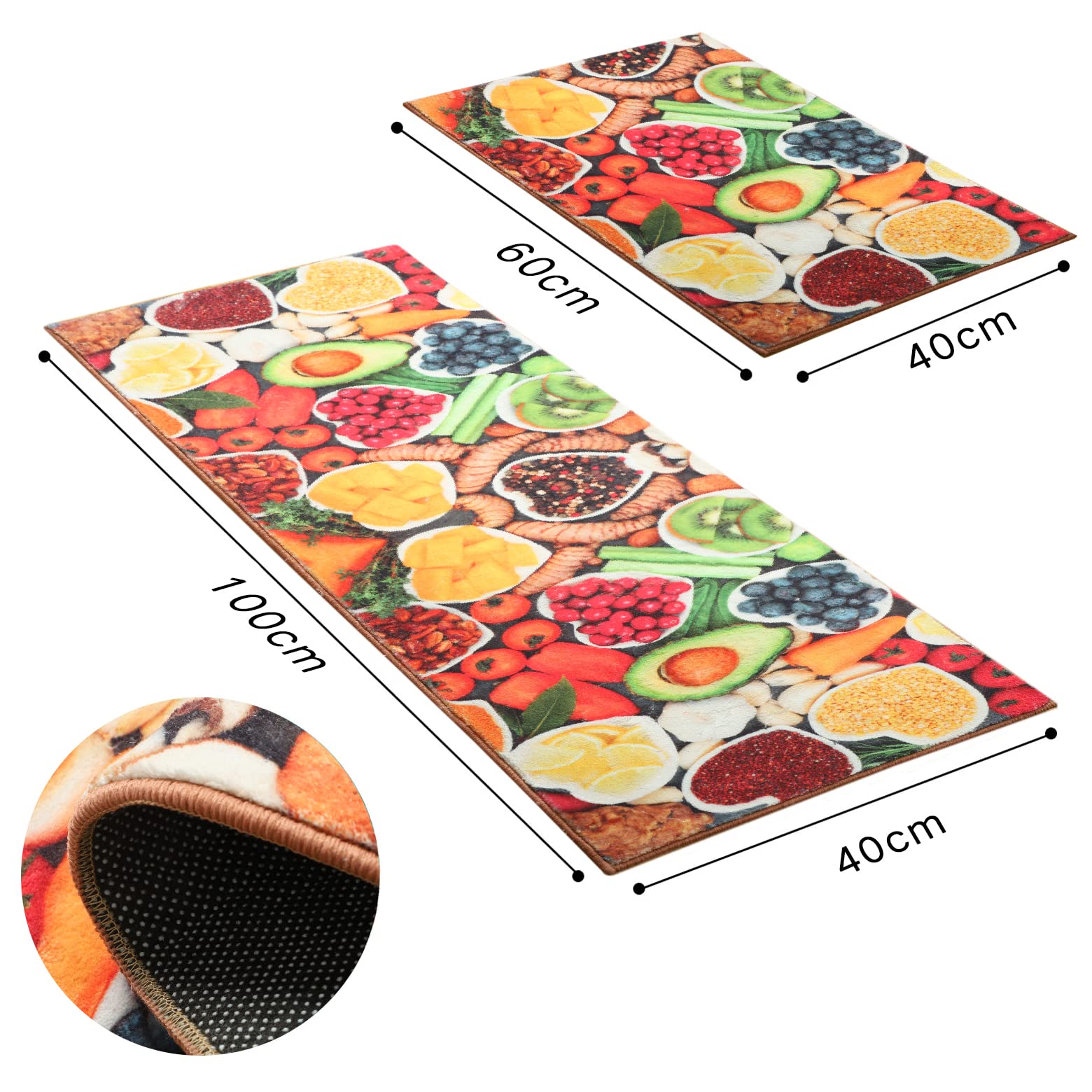 Adalex Global 40 by 60cm and 40 by 120cm Kitchen Rug Mat Set of 2 Kitchen Mats Non Slip Washable Large Non Slip Kitchen Runners - Image 2