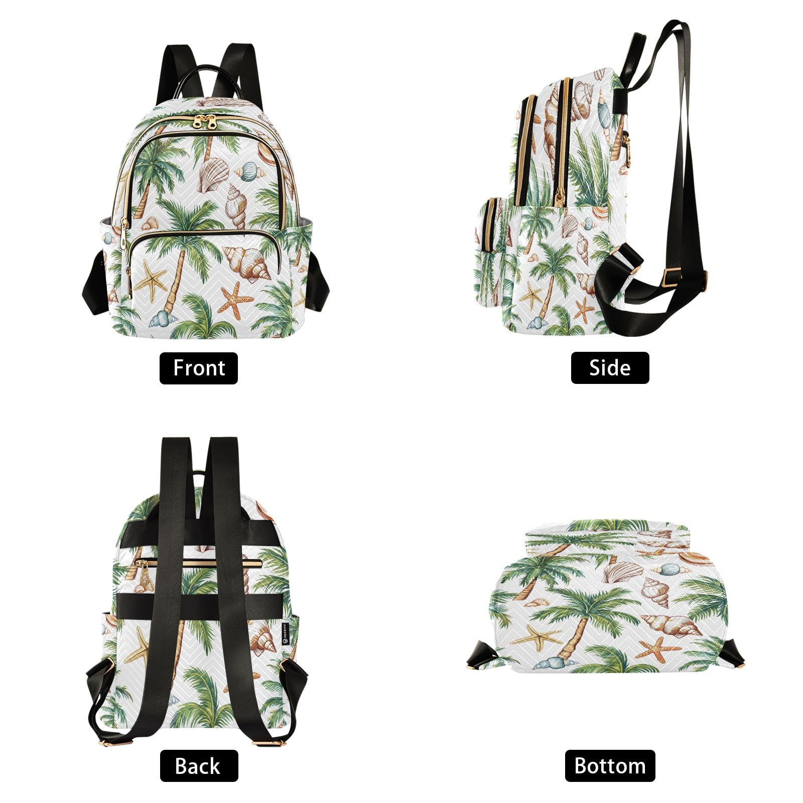 senya Shells Palm Trees Women Backpack Purse Travel Daypack Shoulder Bag