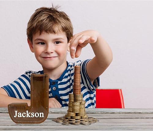 Vista 140 de Alcancía grande de madera personalizada para niños, alcancía con nombre personalizado, alcancía (nombre grabado láser) letras del alfabeto