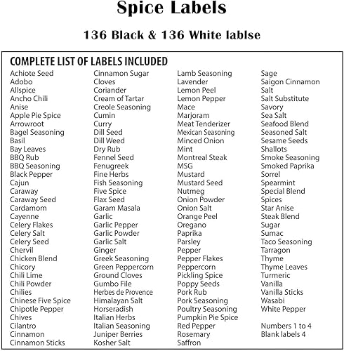 Miniatura 5 de 278 Pcs Clear Spice Labels Stickers Preprinted Waterproof,Small-Stickable -Removable,139 Black+139 White Handwriting Letters, Work on Salt Pepper