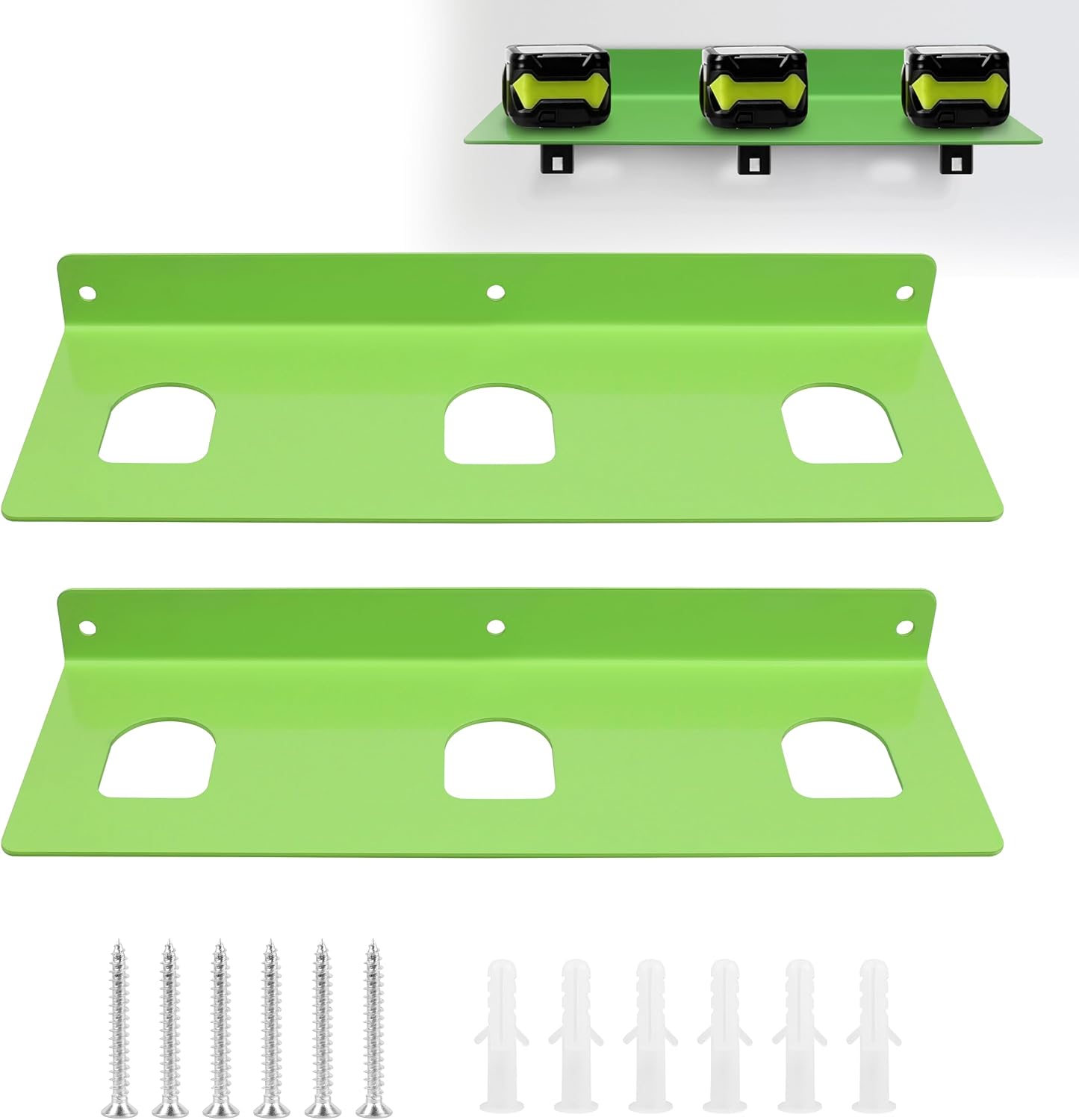 2 Pack 3 Slot Metal 18V Battery Wall Mount Holder for Ryobi Batteries