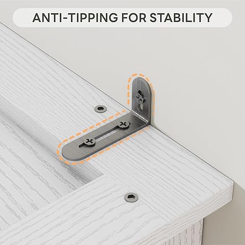 Miniatura 7 de LIKIMIO Armario de 3 puertas con espejo, 2 zapateros, 70 pulgadas de alto, armarios de madera con 2 cajones y estantes ajustables, armario de