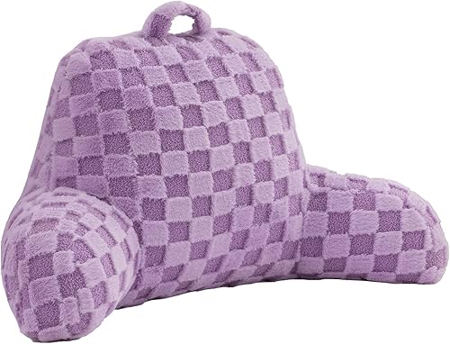 Miniatura 10 de Aimuan Almohada de Lectura con Diseño Ajedrezado, Almohada de Cuña para Cama, Almohada de Respaldo con Brazos, Soporte de Espalda para Sentarse en
