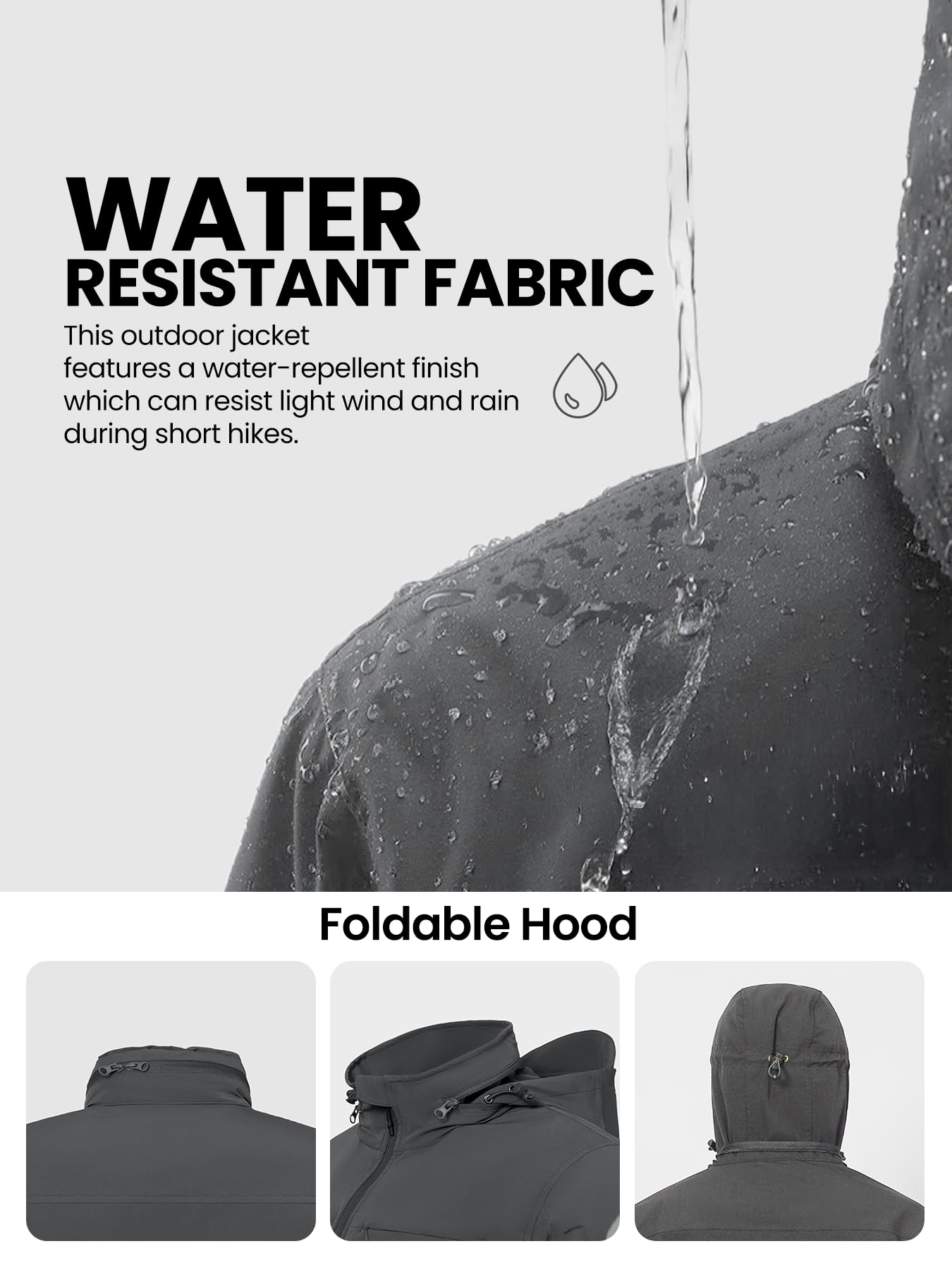 Veste tactique légère à capuche coupe-vent imperméable extensible respirante 9 poches pour homme
