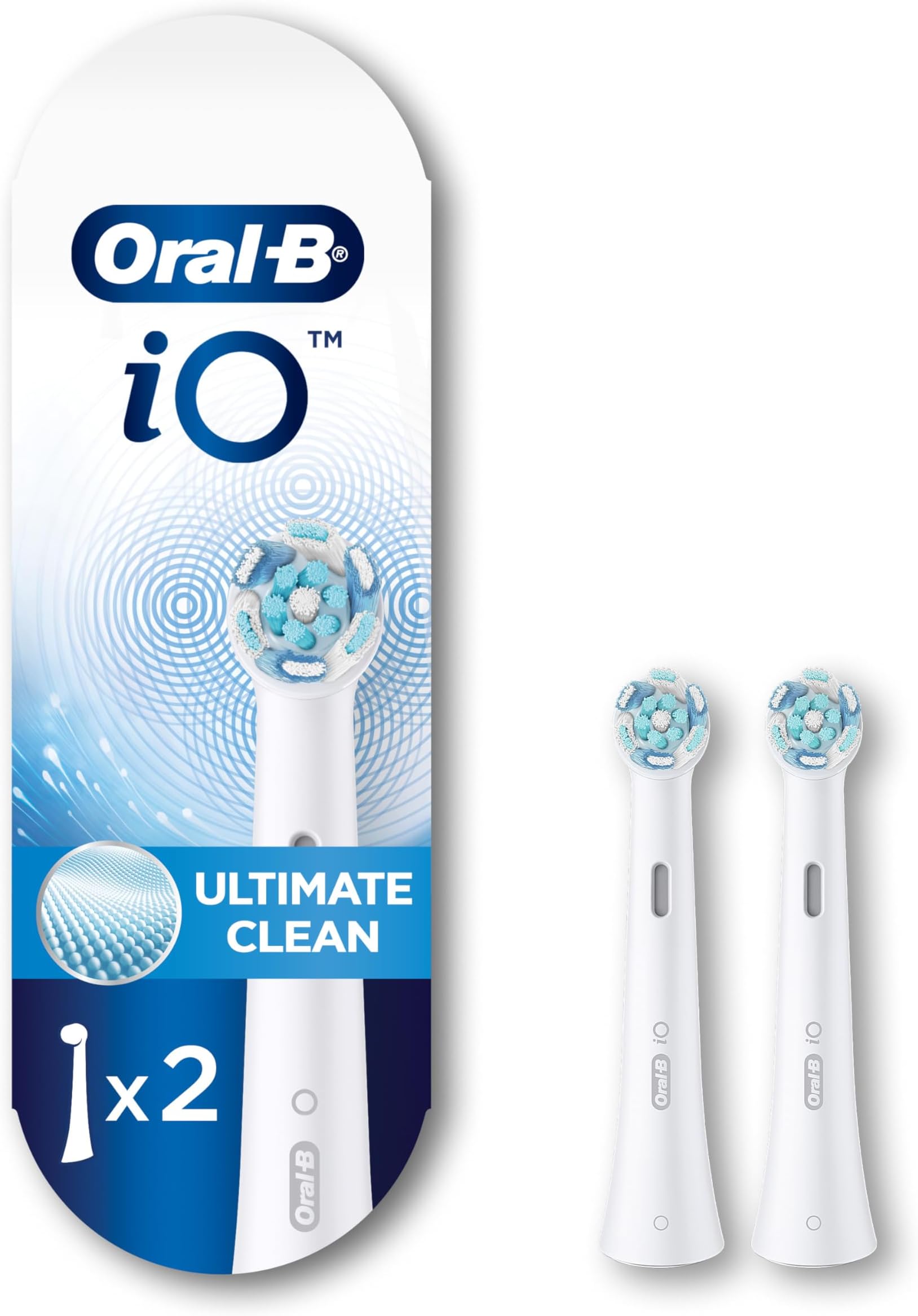 Oral-B iO Series Ultimate Clean Electric Toothbrush Replacement Brush Heads for an Oral-B Electric Toothbrush, 2 Count, White