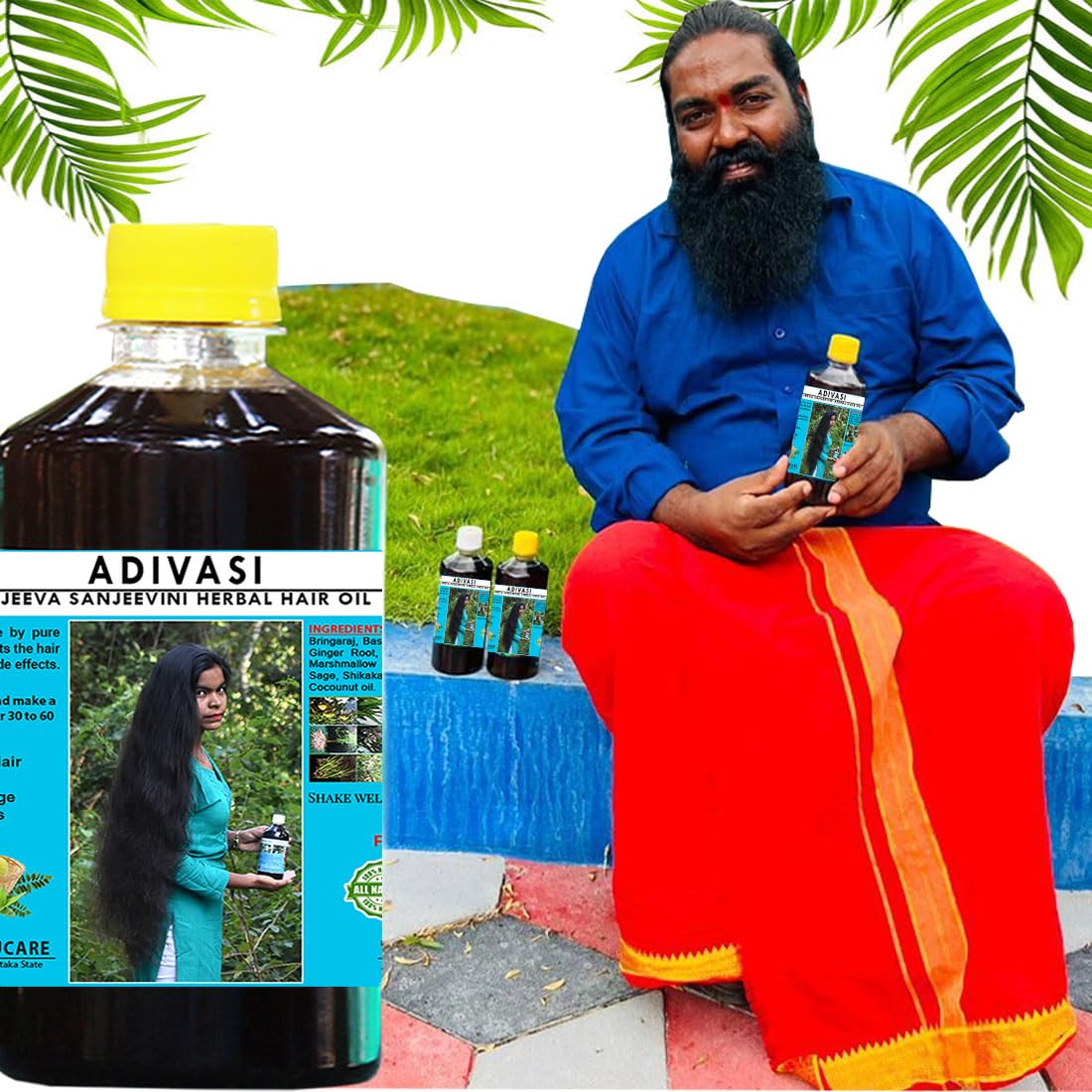 Jhadiwalo Adivasi Jeevasanjeevini Herbal Hair Oil- Promotes Strong Healthy Hair Growth with Pure Ayurvedic Herbs and Roots 250ml Pack of 1