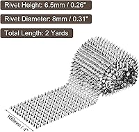Vista 2 de uxcell 2 yardas cosidas en forma de cono de puntas, 12 filas de plástico con parte trasera plana, remaches punk, cinta para manualidades, bolsos