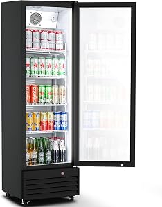 BODEGACOOLER Commercial Merchandiser Refrigerator,9 Cu.Ft Commercial Beverage Cooler with Single Glass Door,Upright Door Display Refrigerator Drink Commercial Bar Cooler with 4 Adjustable Shelves