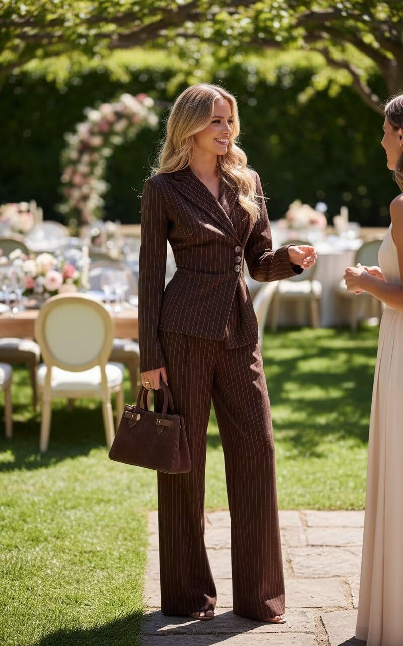 2 Piece Suits for Women Stripe Dressy Womens Suits Elegant Pants Suit for Interview