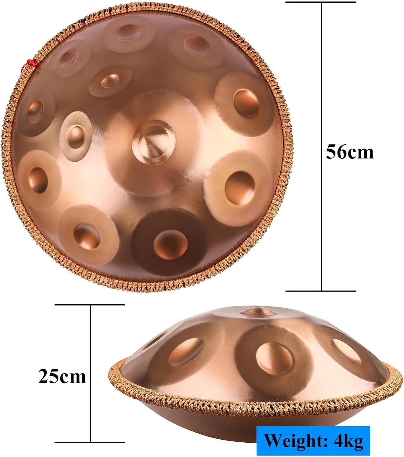 Steel Handpan Drum 432Hz Professional Percussion Instrument 91012 Notes Handpan 22Inch for Adults Concert Meditation with Carry Bag 440Hz Color 432Hz (440Hz-9 Notes)