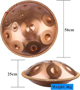 ORANGES Steel Drum 12 Notes Handpan 440HZ Adult's Handpan Drum 9 Notes Durable Professional Tonguedrum Brass Surface D Minor 22in 432hz (Color : 432Hz, Size : 10 Notes)