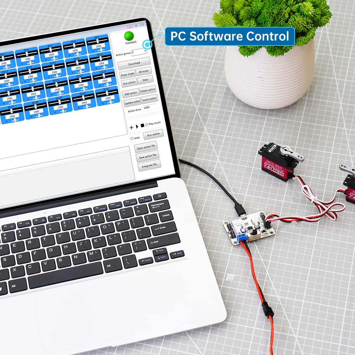16 Channel PWM Servo Motor Tester Board Module Controller with Over-Current Protection USB Port for Robot DIY