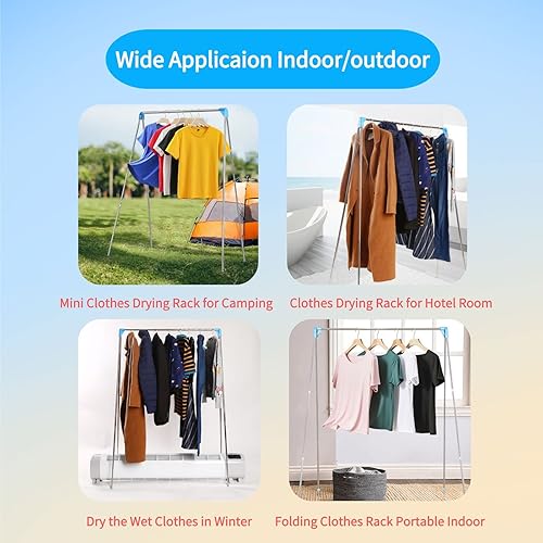 Miniatura 2 de Perchero portátil de viaje compacto de acero inoxidable plegable mini perchero de secado para viajes camping habitación de hotel lavandería disfraz