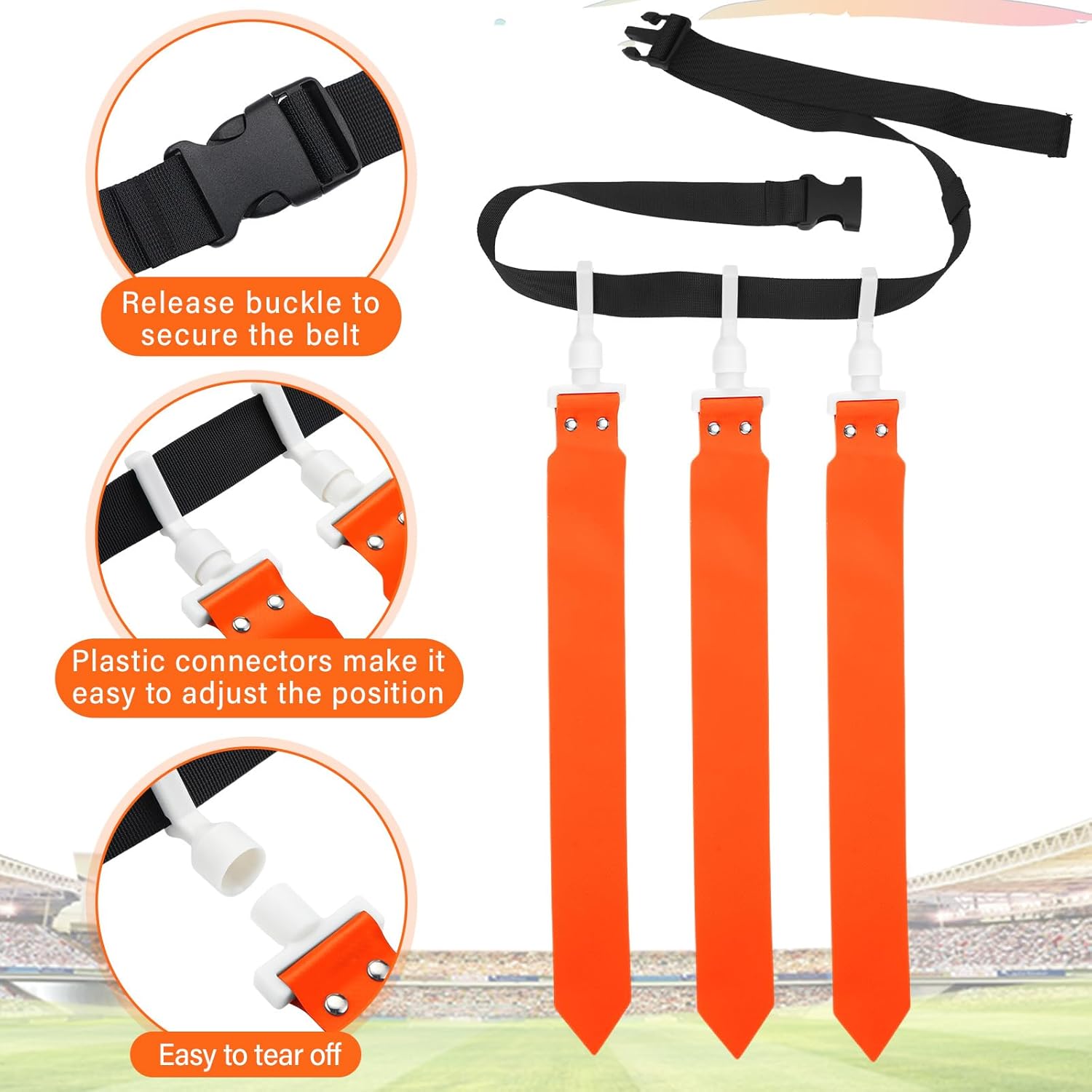 Junkin 6/8/10 Players Flag Football Sets Adjustable Football Belts and Flags for Youths Teens Kids Adults Players Sports Team