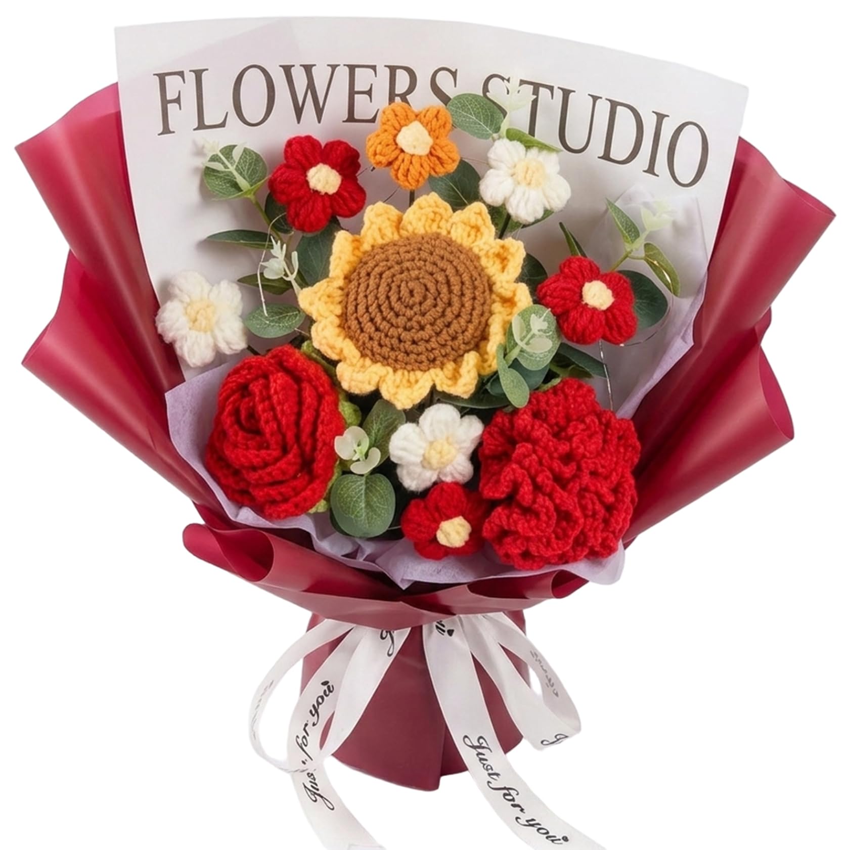 Bouquet de fleurs au crochet rouge idée cadeau originale pour anniversaire et fête des mères