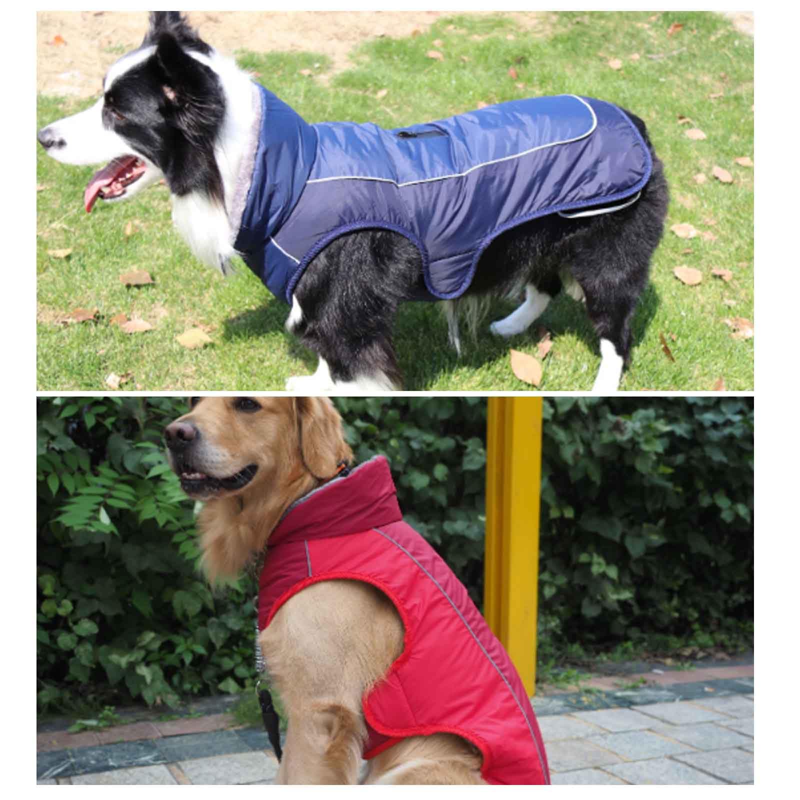 wasserdichte Hundemäntel, Winter Haustier Warme Jacken, Reflektierend Hundemantel, Warme Hundeweste, Für Kleine, Mittlere Und Große Hunde,Navy Blue,XXL