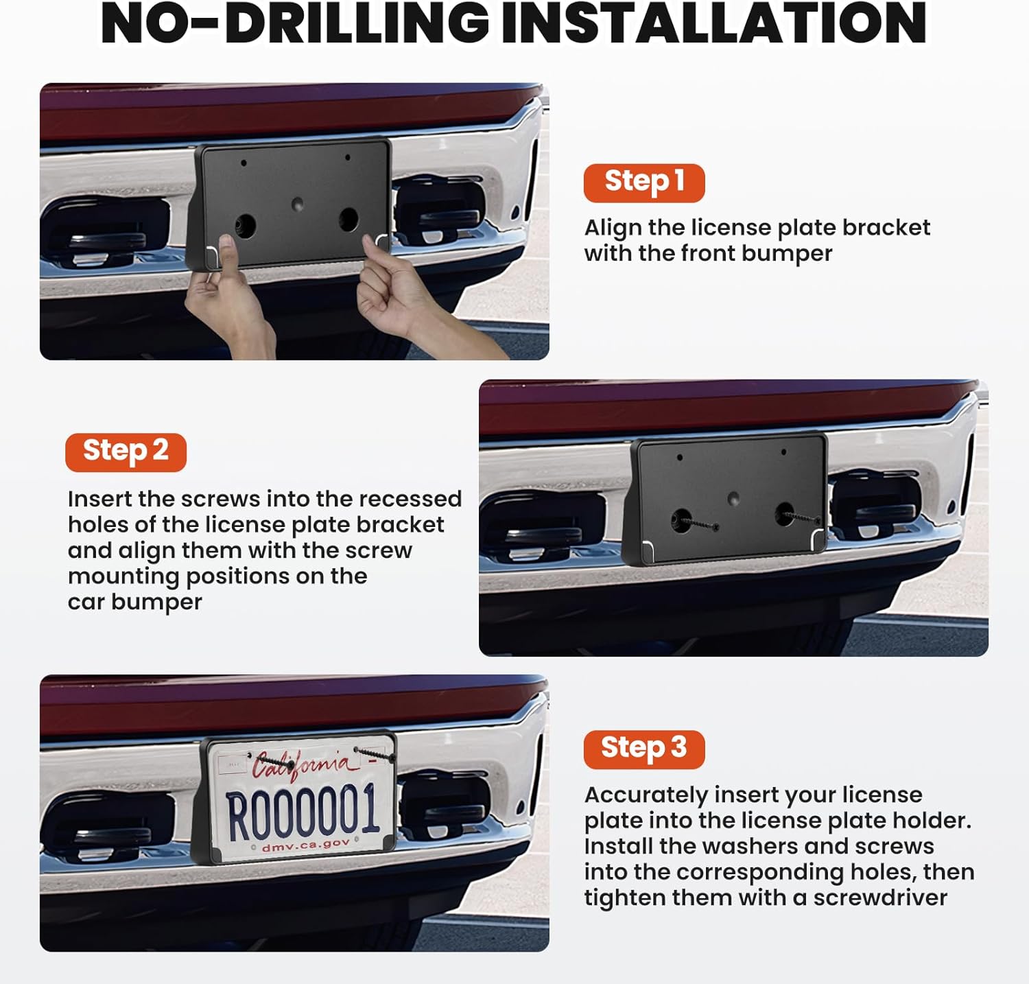 Front License Plate Bracket Fit for Select Model 2013 2014 2015 2016 2017 2018 Dodge RAM 1500, 2019 2020 RAM 1500 Classic License Plate Bracket Replacement 68141642AA Automotive Accessories - Image 6