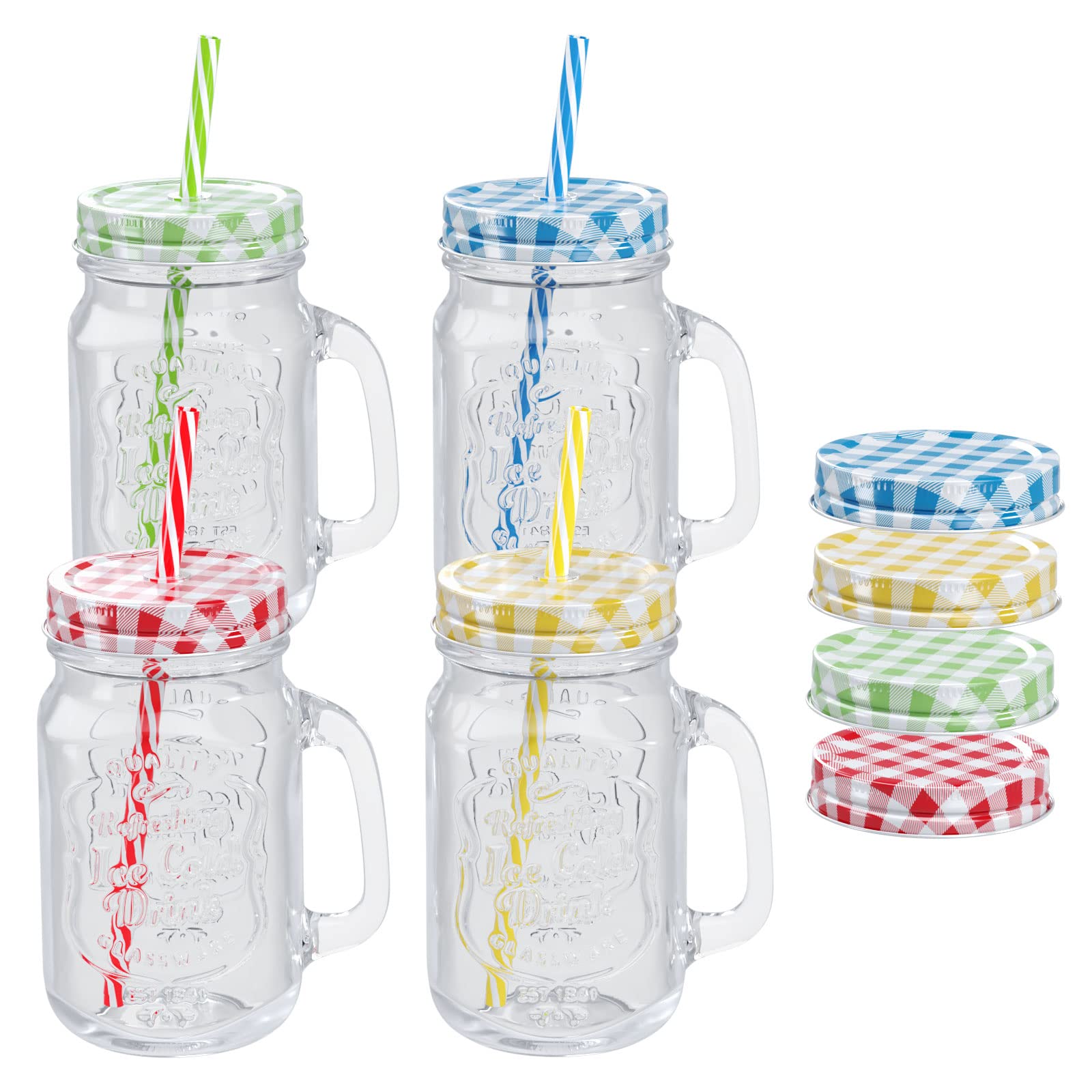 Drinkglas met deksel, rietje en leren band - Motivai® - 400 ML - Rosé