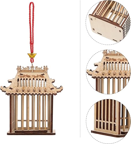 Miniatura 4 de balacoo Caja de madera para saltamontes jaula de hábitat de jardín colgante jaula para grillos saltamontes marrón claro 1