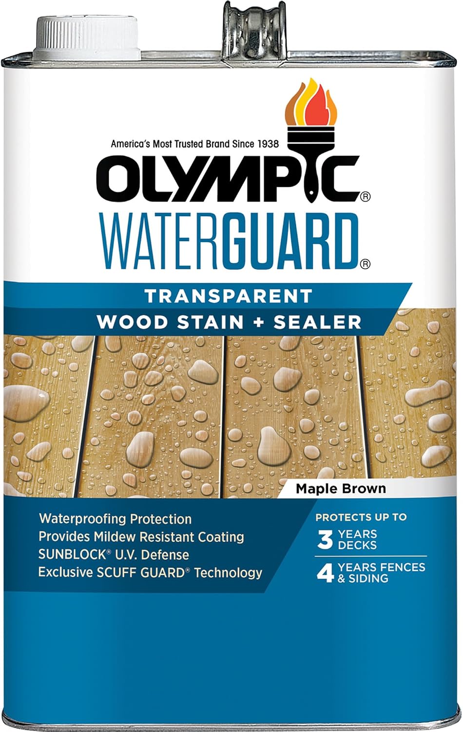 Olympic WaterGuard 1 gal. Maple Brown Transparent Wood Stain and Sealer