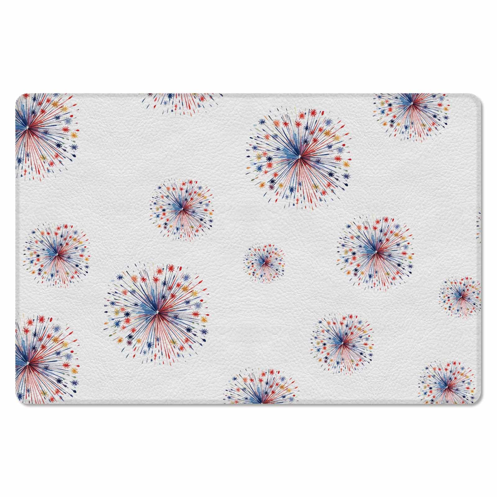 4th of July Antifatigue Kitchen Bath Door Mat Cushioned Runner Rug,Washable Welcome Floor Sink Mat,Waterproof & Non-Slip Kitchen Standing Doormat,Fireworks Stars Independence Day Watercolor 20