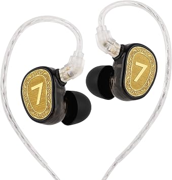7Hz Elua Ultra in-Ear Monitor, 10mm LCP Dynamic Driver Earphone Earbuds - HiFi Wired Game IEM with Detachable 0.78mm 2Pin High-Purity Oxygen-Free Copper Cable for Audiophile Gold