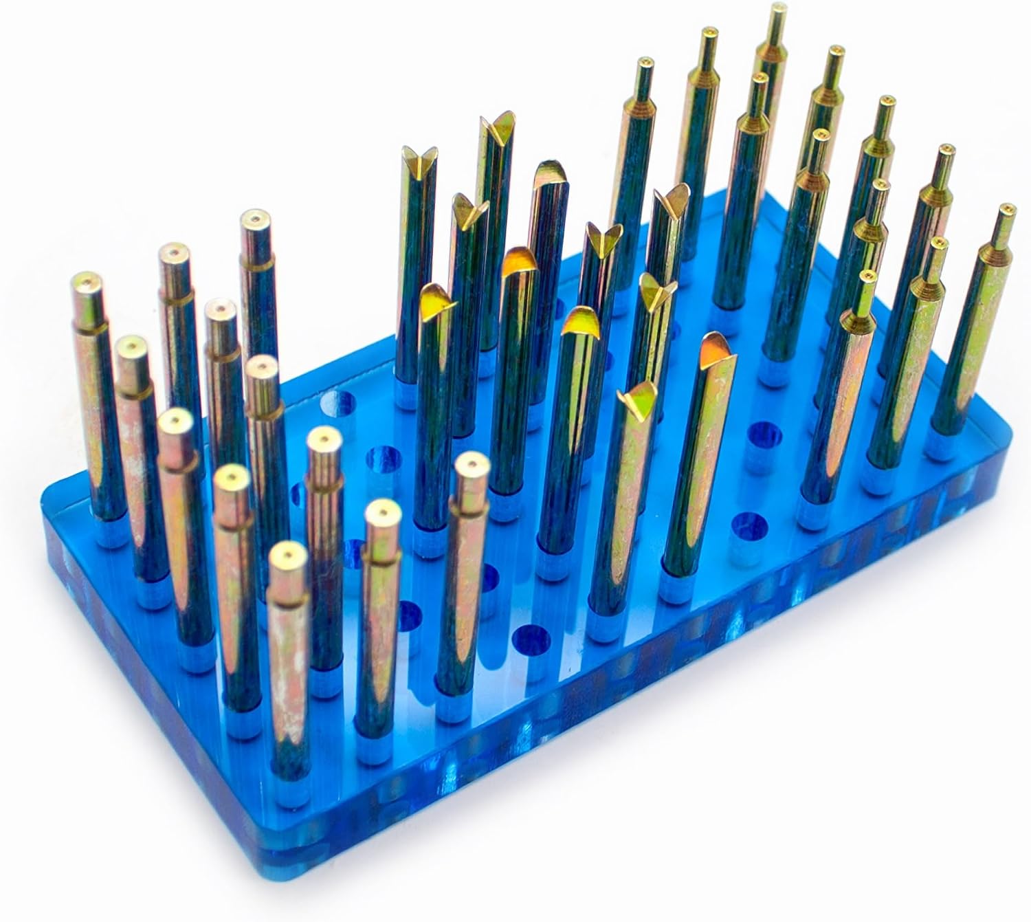 34pcs Gemstone DOP Kit, with Base, Diamond Grinding Polishing Tools, 3 Sizes, Carbon Steel DOP Sticks, Lapidary Supplies, for Gem Setting, Cutting, Faceting Machine