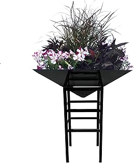 12 Large Outdoor Planter Ideas for Statement Pieces 4 Paragon Geometric Metal Planter with Large Stand (Black), (4040BL)