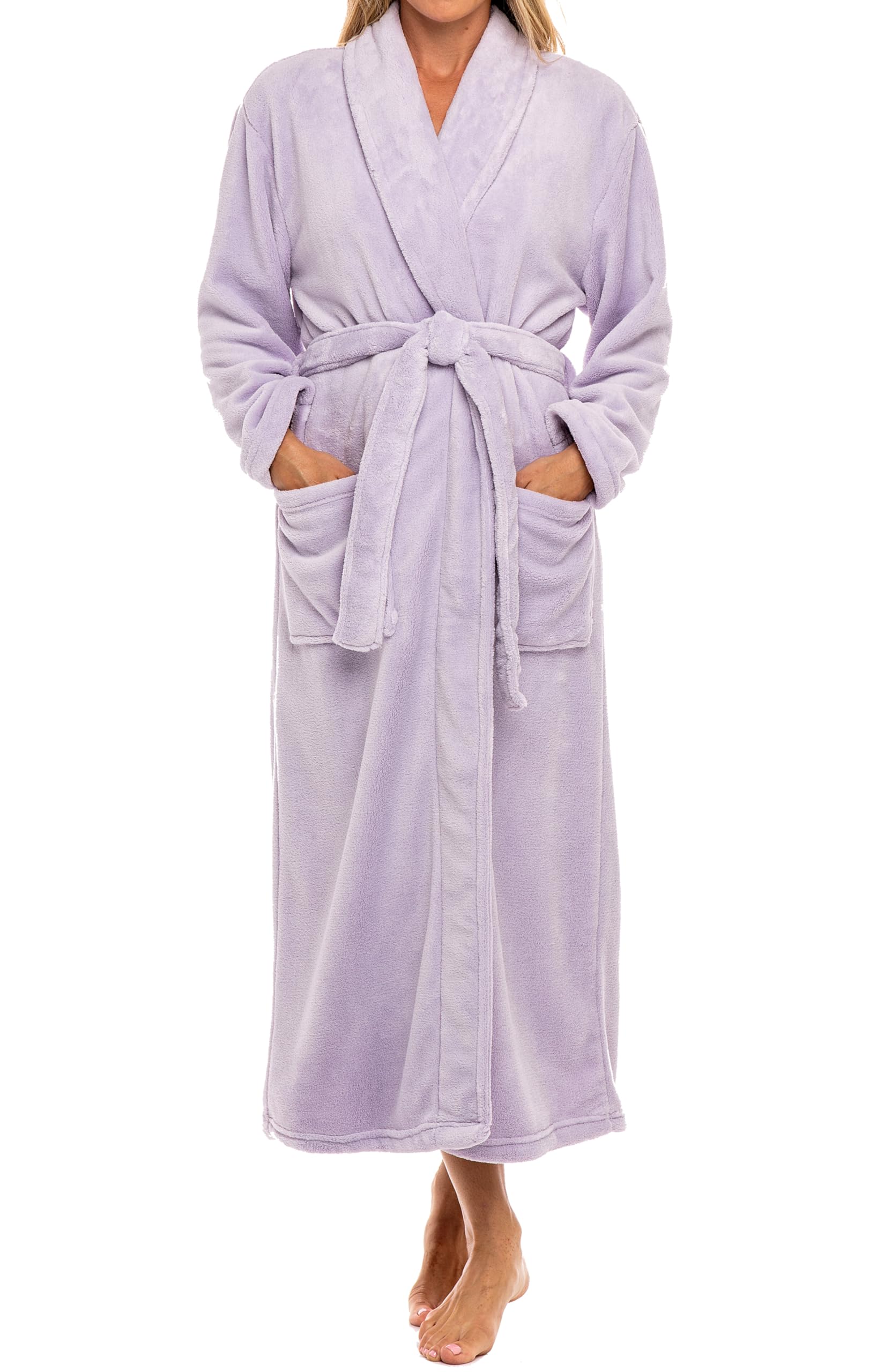 Alexander Del Rossa Plush Robe for Women, Long Fleece Winter Bath Robe, Plus Size