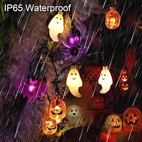 Miniatura 2 de Luces solares de Halloween, 40 LED, 8 modos, impermeables, encendido/apagado automático, uso al aire libre